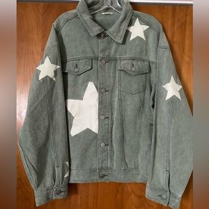 POL Jean jacket large sage with stars L (xl/1x)